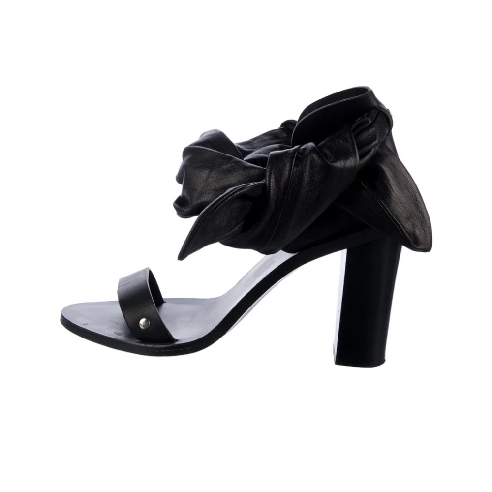IRO Black Leather Knot Ankle-Strap Heeled Sandal